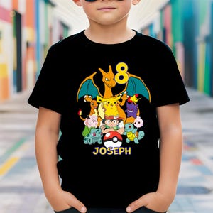 Custom Birthday Boy Shirt, Custom Family Birthday Tee, Pokemon Birthday Boy Shirt, Pikachu Cartoon Kids Toddler Shirt, Custom Pokemon Shirt