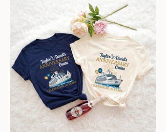 Custom Anniversary Cruise Shirt Couples Trip Vacation Celebration Gift Tee