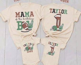 Custom Football First Birthday Shirt Matching Family Front Back Print Boy Sweatshirt