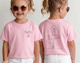 Personalized Ballerina Shirt Custom Name Kids Dancer Ballet Sweatshirt Girl Gift Pink