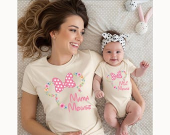 Disney Minnie Mouse Shirt Matching Mothers Day Gift Baby Bodysuit Floral Tee