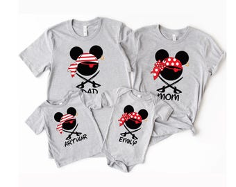 Custom Disney Pirates Family Shirts, Disney Pirates of Caribbean Shirt, Pirate Tshirt, Pirate's Life, Mickey and Minnie Disney Cruise Shirt