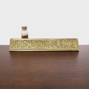 Vintage Brass No Smoking-Please Sign for Desk