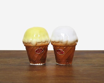 Ice Cream Cone Salt and Pepper Shakers Japan Bone China