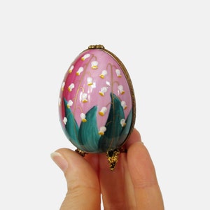 Limoges Hand Painted Porcelain Egg with Lily of the Valley Design