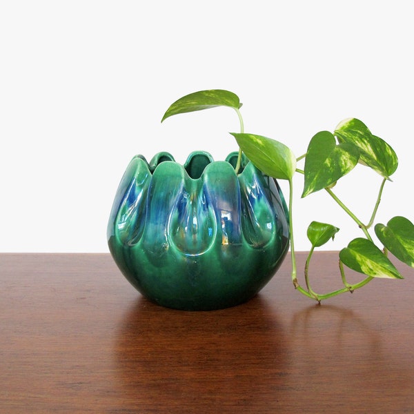 Royal Haeger Planter with Blue Green Iridescent Glaze Mid Century