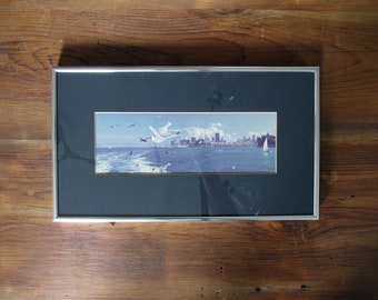Vintage Photograph of San Francisco Bay with Seagulls Signed and Framed