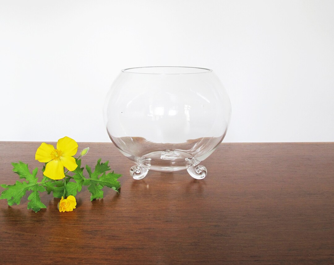 Handblown Glass Terrarium Bowl With Three Feet Etsy