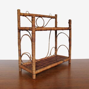 Wicker Wall Shelf with Two Shelves and Delicate Details