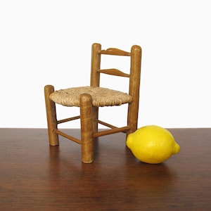 Vintage Miniature Ladder Back Rush Seat Doll Chair or Plant Chair