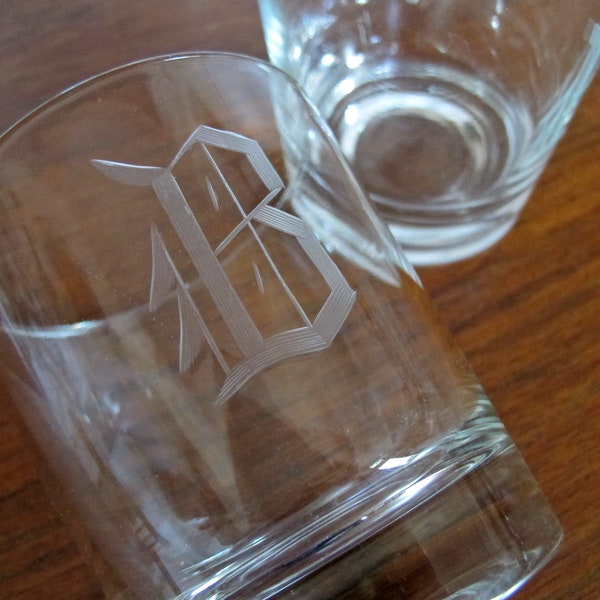 6 Vintage Monogram Letter B Whiskey Glasses or Lowball Glasses