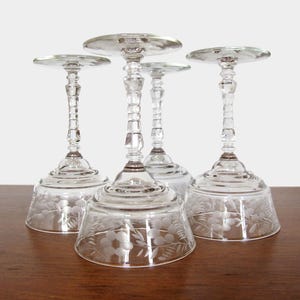 4 Libbey Rock Sharpe 3005-4 Champagne or Tall Sherbet Coupe Glasses Tall Vintage