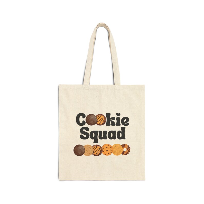 Torba płócienna Scout Cookie Squad, śliczna torba na zakupy, idealna dla miłośniczek ciasteczek, harcerek, sprzedawców ciasteczek, szefowych i mam ciasteczek GSA zdjęcie 2