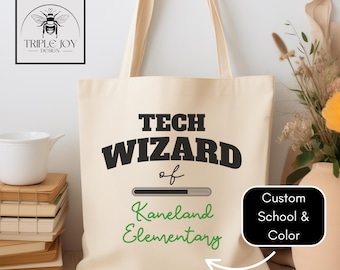 Personalized Tech Wizard Tote Bag, Custom Help Desk Computer Science Gift, Tech Support Gift for IT Appreciation Day, Geek and Nerd Love