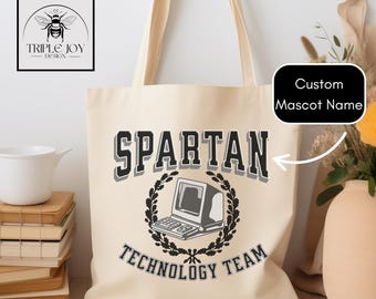 Individuelle Maskottchen IT-Technologie Support Team Canvas Tragetasche, personalisierte Schul Geist Tech Squad Wertschätzung Geschenk, Computer Science Techniker