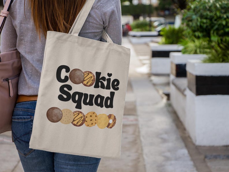 Torba płócienna Scout Cookie Squad, śliczna torba na zakupy, idealna dla miłośniczek ciasteczek, harcerek, sprzedawców ciasteczek, szefowych i mam ciasteczek GSA zdjęcie 1
