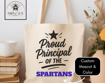 Personalisierte Maskottchen Tragetasche, stolzer Schulleiter, personalisierte Schultasche, Geschenk für die Sekundarstufe