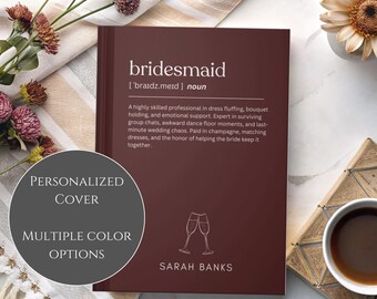 Brautjungfer Minimalistisches personalisiertes Hardcover-Journalgeschenk - personalisiertes stationäres Geschenk, einzigartige Brautjungfernvorschlag-Idee für die I Do Crew