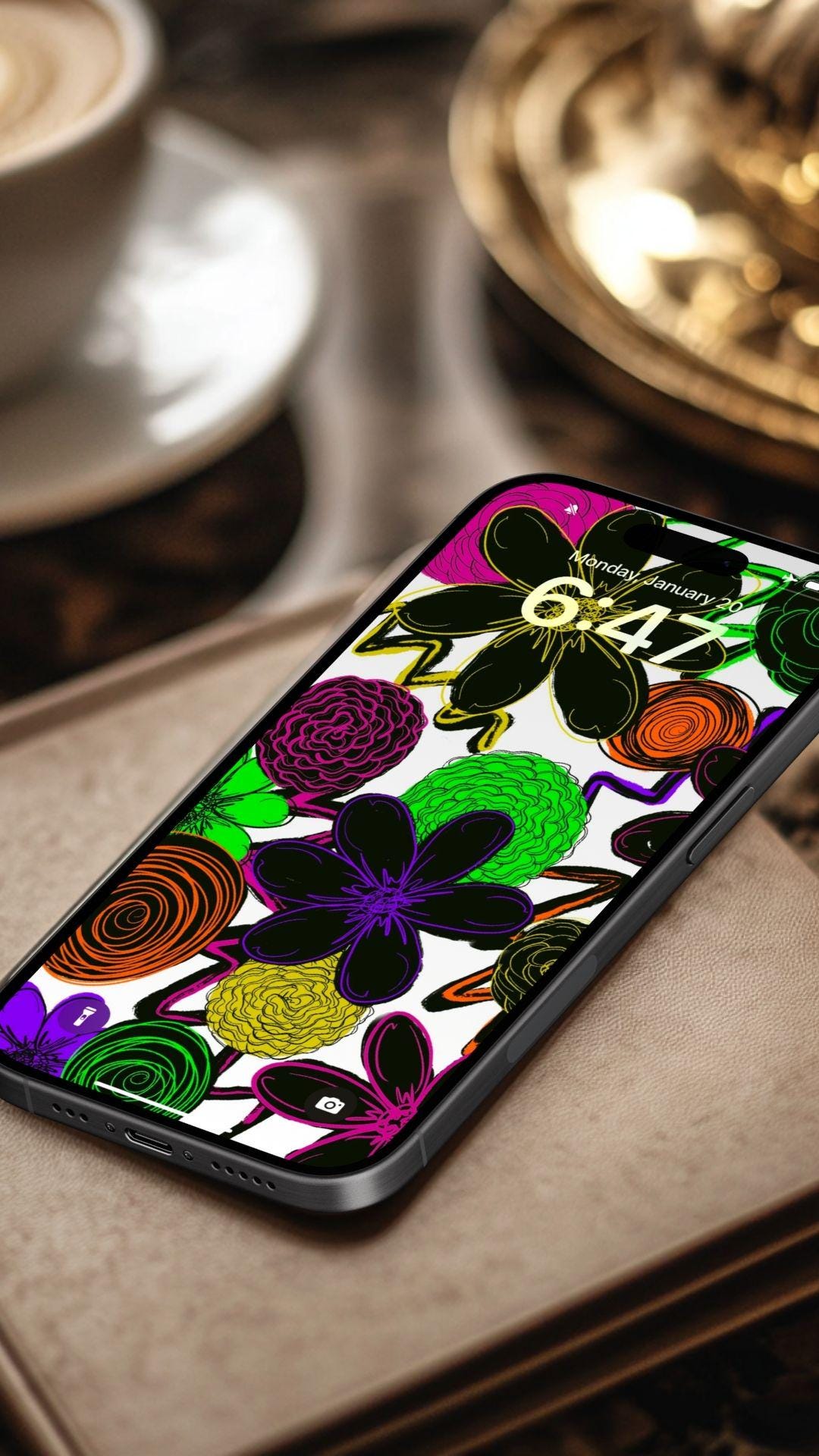 DOS fondos de pantalla de flores de neón para teléfono / Fondo de pantalla floral  de graffiti de neón / Blanco y negro - Etsy México, image size:1080x1920