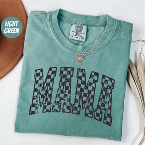 Comfort Colors® Retro Checkered Mama Shirt Mothers Day Gift From Daughter for Mom, Mama Tshirt For Birthday For Her, Baby Shower