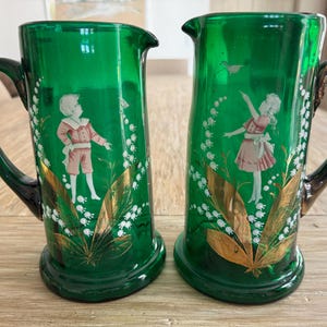 Mary Gregory Antique Glass Pitchers