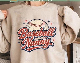 Baseball Nanny PNG SVG EPS Nanny Retro design Vintage Granny Game Day Original (Digital Download)