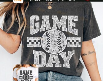 Retro Baseball Game Day PNG SVG EPS Dxf, BaseBall mom dad Ballfield Distressed Design (Digital Download)