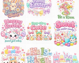 9+ Easter Mega Bundle png, Easter Png bundle, He Is Risen Png, Easter kids Png bundle, Mama Easter Vibes Png, Hoppy Easter Babe Png