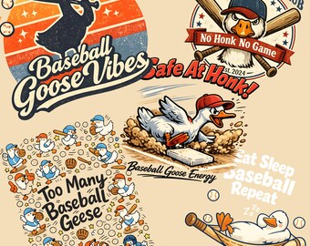 Eat Sleep Baseball Repeat PNG Bundle , Baseball Goose Vibes, BaseBall Goose Energy PNG, Funny Sports Goose Sublimation