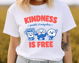 Kindness Is Free PNG, Comfort Colors Empathy Design Download, Funny Sprinkled Doughnut Kindness Graphic