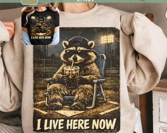 Funny Racoon in Ballfield Only Raccoon Baseball Mama Style PNG,Softball Ball Mom DTG, Softball Clipart,Travel Baseball Softball Tournament