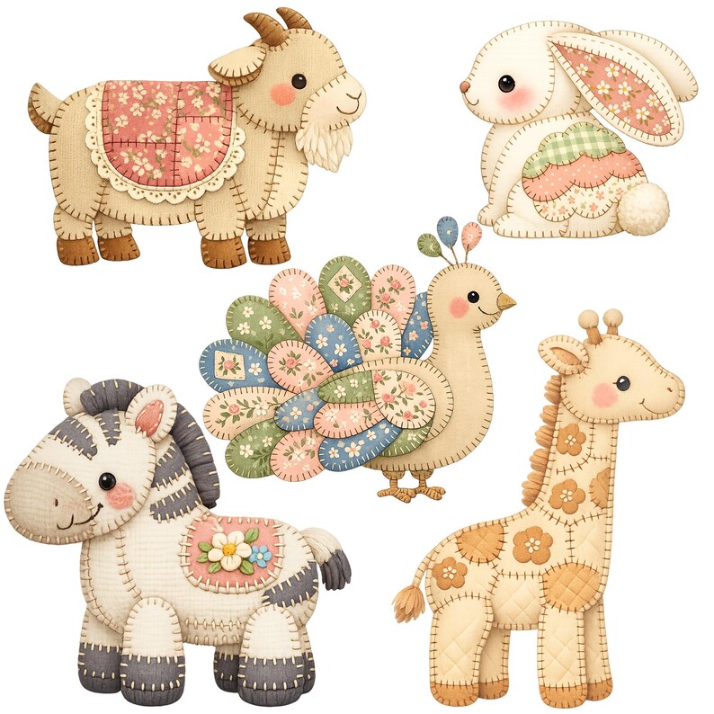 40 Patchwork Quilt Animal PNG Bundle, Farmhouse Clipart, Cute & Funny ...