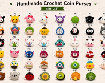 Bag, Anime Crochet Coin Purse Keychain | Handmade Cotton Amigurumi Bag