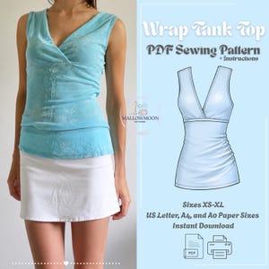 Wrap Tank Top PDF Schnittmuster - Y2k Summer Style, Größen XS-XL (Digitaler Download)