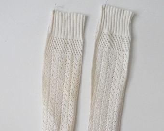 Vintage Women's Knit Cotton Stockings Ladies Hand Knit Long Cotton Socks