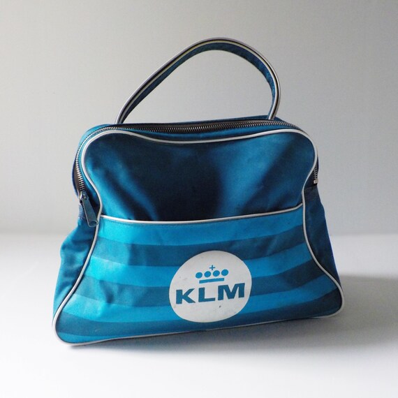 Vintage KLM Carry On Tote Airline Bag Shoulder Strap Blue and Etsy