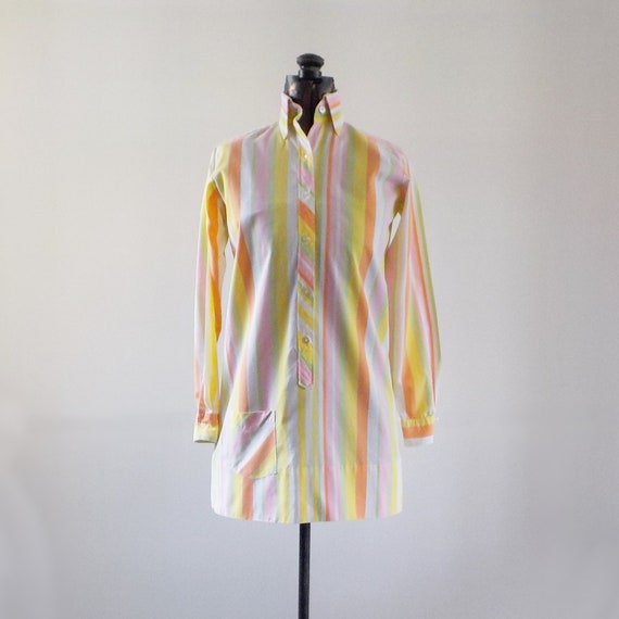 Vintage Junior Shirt Dress 1960s - 70s Striped Gi… - image 3