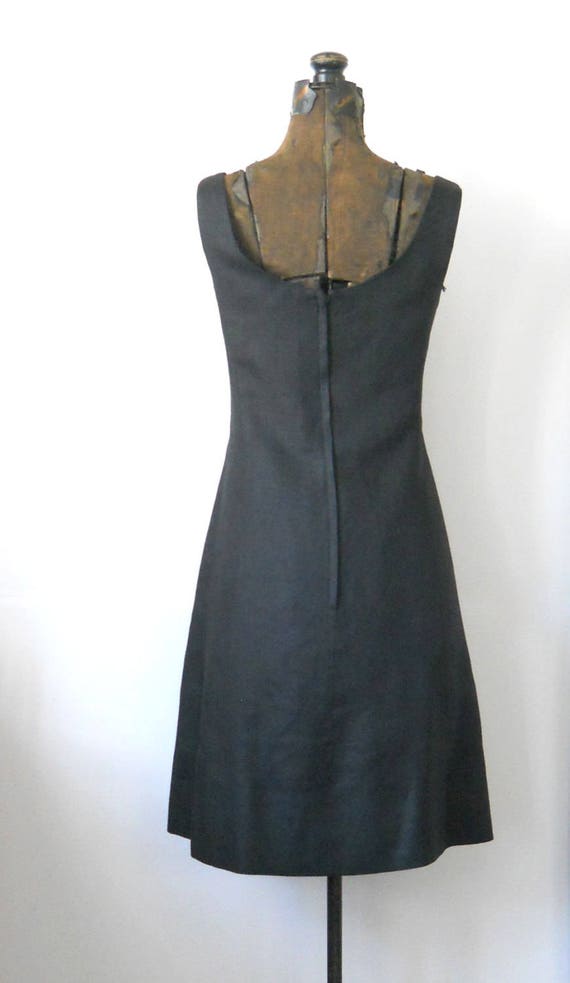 Simple Vintage Black Linen Dress Sleeveless Cockt… - image 3