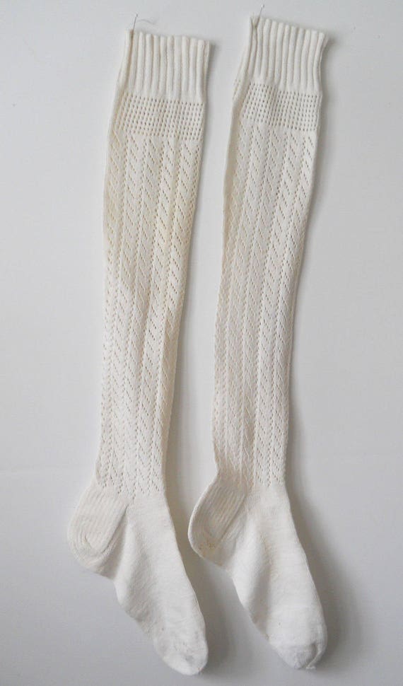 Vintage Women's Knit Cotton Stockings Ladies Hand 