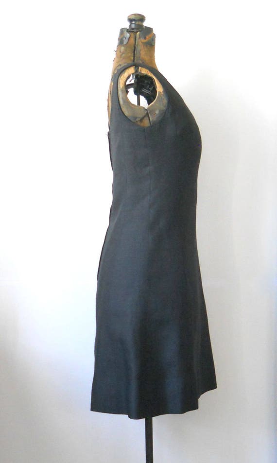 Simple Vintage Black Linen Dress Sleeveless Cockt… - image 2