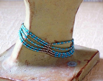 1980's Vintage Turquoise and Sterling Bracelet