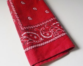 Vintage Red Bandanna Paisley Paris Accessories Made in USA All Cotton RN 13960