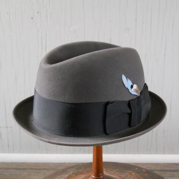 Vintage Knox Custom Grey Fedora Whaling's Detroit Michigan