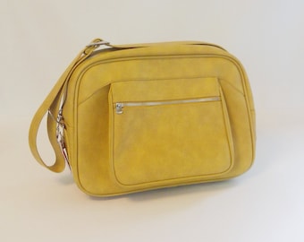 Vintage Escort American Tourister Luggage Carry On Tote Bag Yellow Made in Japan Locking with Keys