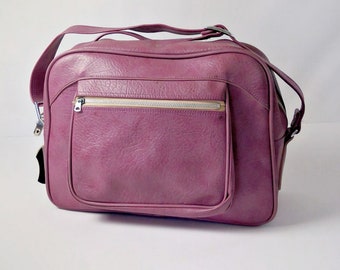 Vintage American Tourister Luggage Carry On Tote Bag Plum Made in Japan