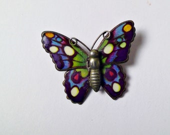 Sweet Vintage Made in Taiwan Metal Enamel Butterfly Pin