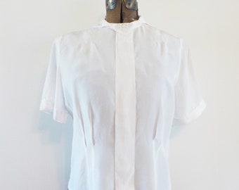 Ladies Vintage White Dress Blouse