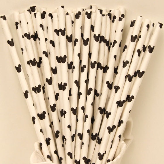 Paper Straws, 25 Mickey Mouse Party, Mickey Mouse Silhouette Straws, Mickey Mouse Party, Girls Birthday, Party, Disney Party Il_570xn