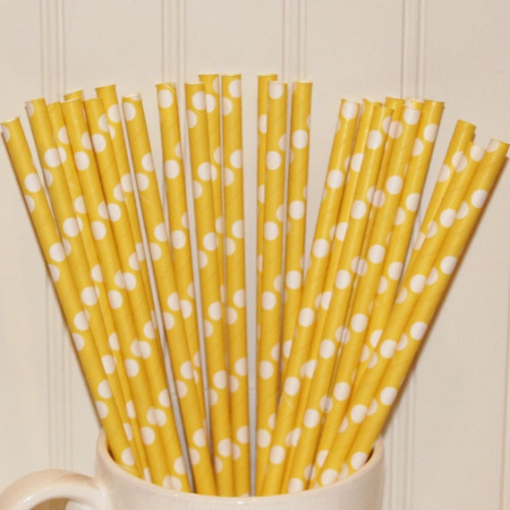 Items similar to Paper Straws, MADE IN USA, Solid Yellow Dot Paper