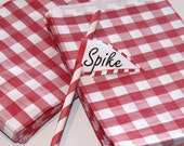 Paper Bags, 24 RED GINGHAM Favor Bags, Red Paper Bags, Farm Weddings, Candy Bags, Red Favor Bags, Gingham Picnic Food Bag, Red Check Bags